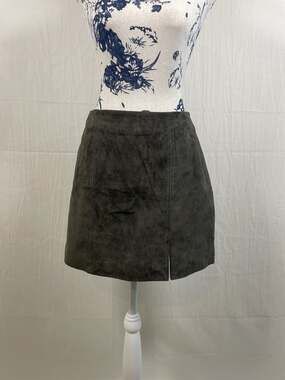BLANKNYC Chocolate Brown 100% Genuine Suede Leather Mini Skirt Size 25